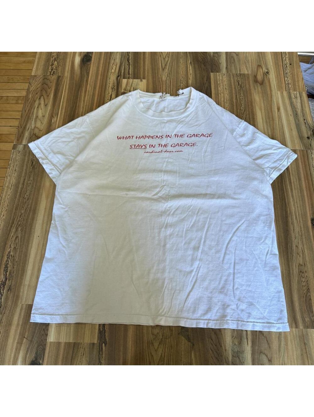 White Cardinal Door tee with red text